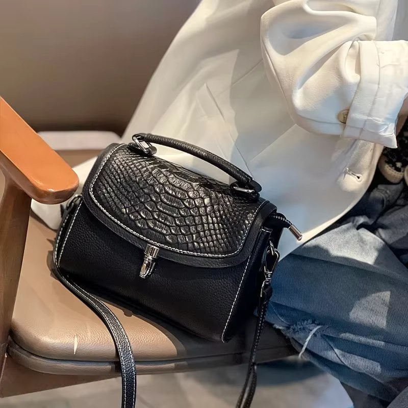 Geanta dama, Arina GT3115, piele naturala, Negru - poza 3