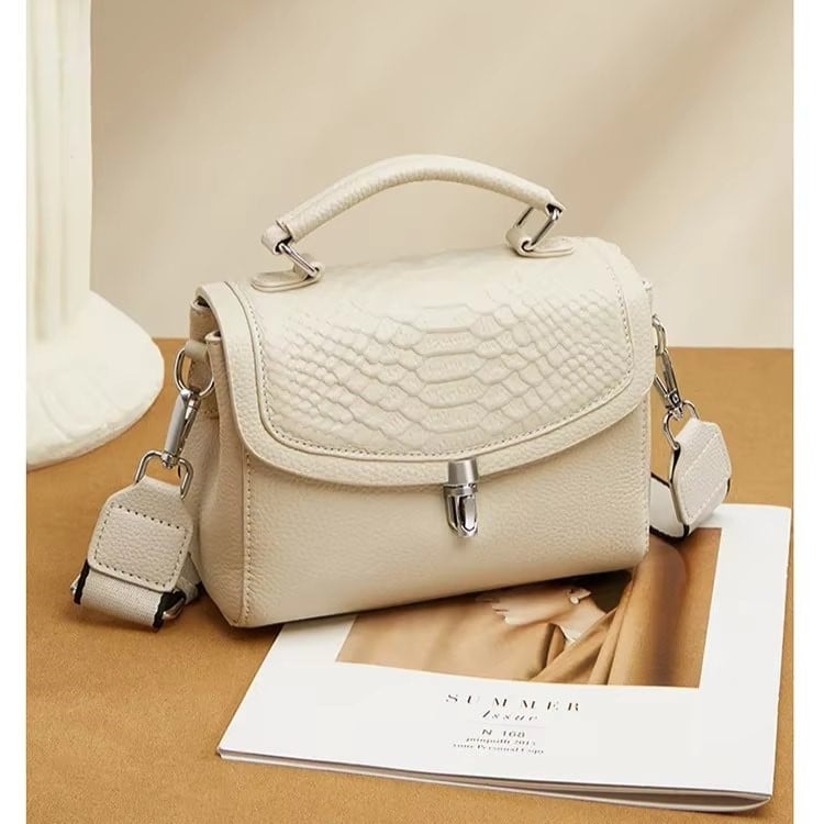 Geanta dama, Arina GT3116, piele naturala, Crem - poza 4