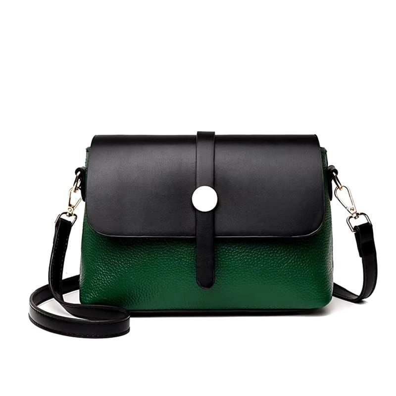 Geanta dama Basma GT3110, piele naturala, Verde\Negru - poza 1