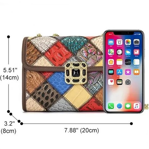 Geanta dama, Ciela GT2243, piele naturala, Multicolor - poza 3