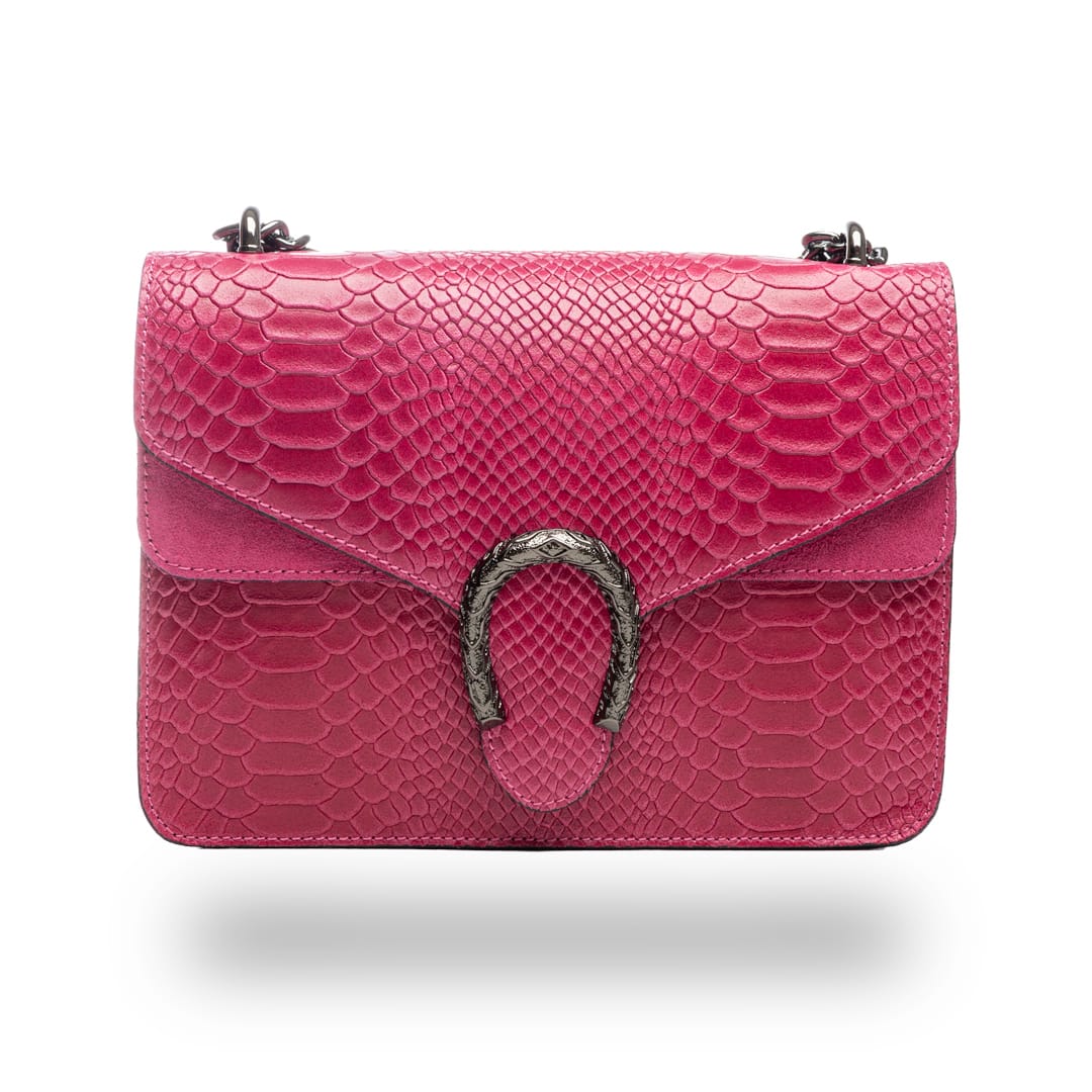 Geantă damă din piele naturala fucsia Dalia big