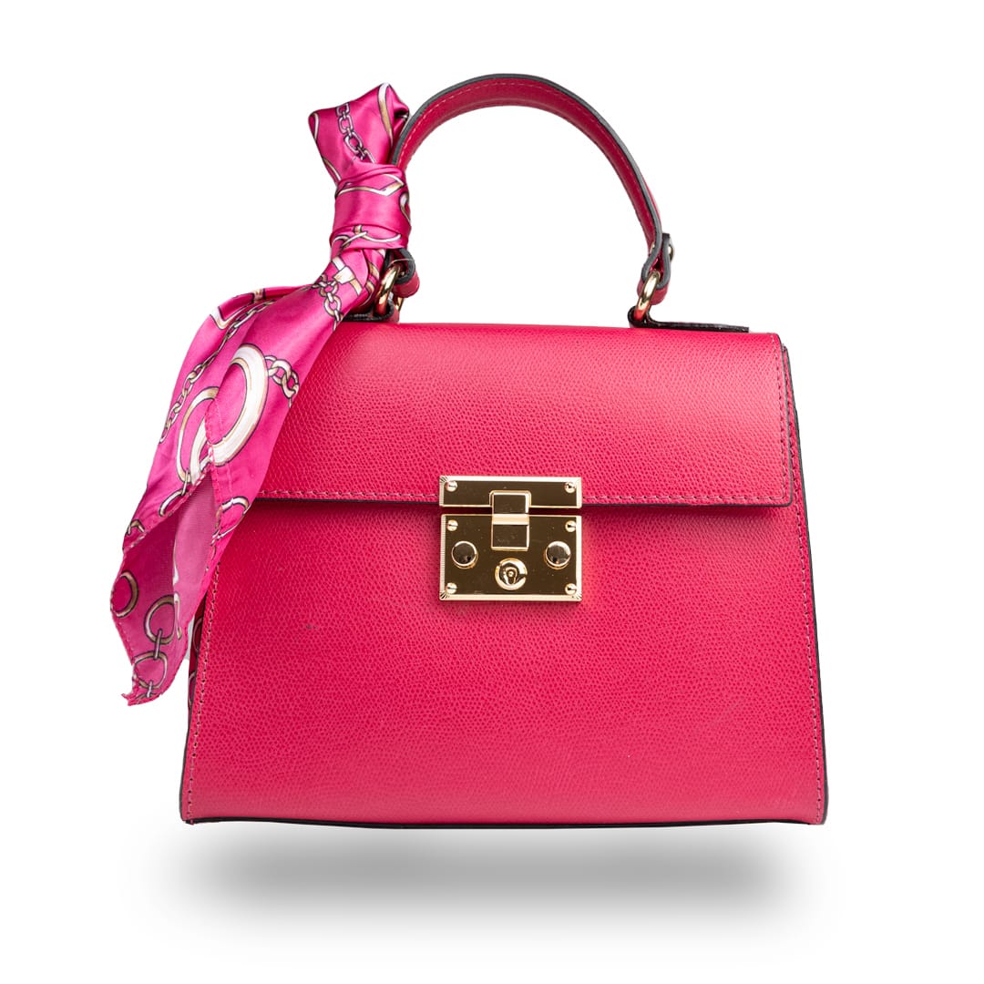 Geantă damă din piele naturala fucsia Ella