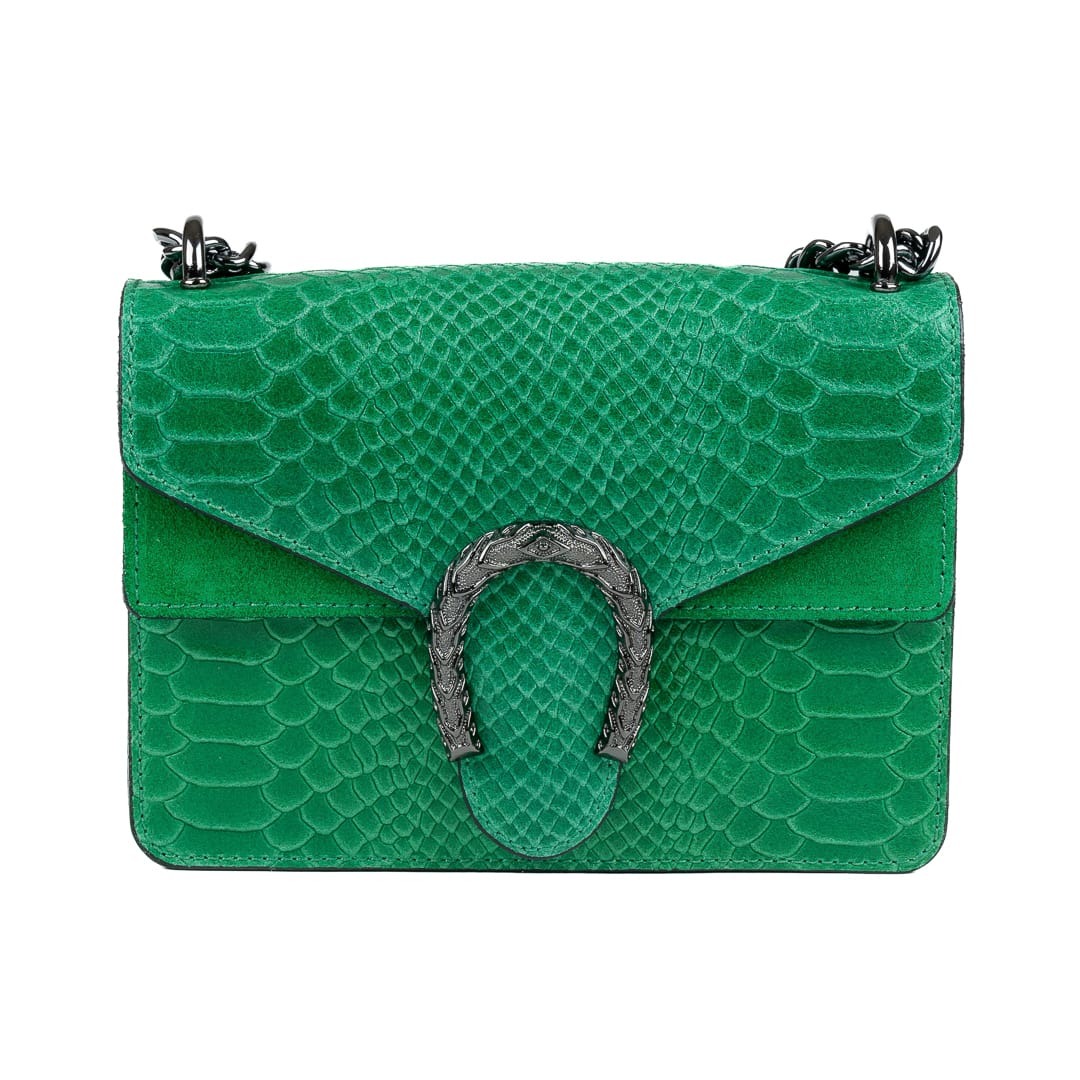 Geantă damă din piele naturala verde Dalia small