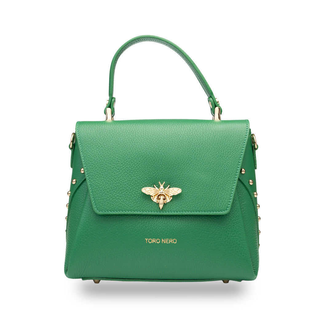 Geanta dama din piele naturala verde Olivia