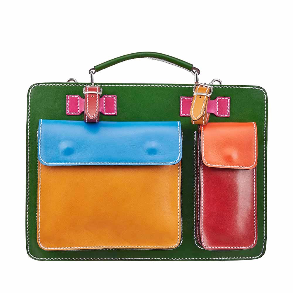 Geanta damă din piele naturala verde Rubik’s