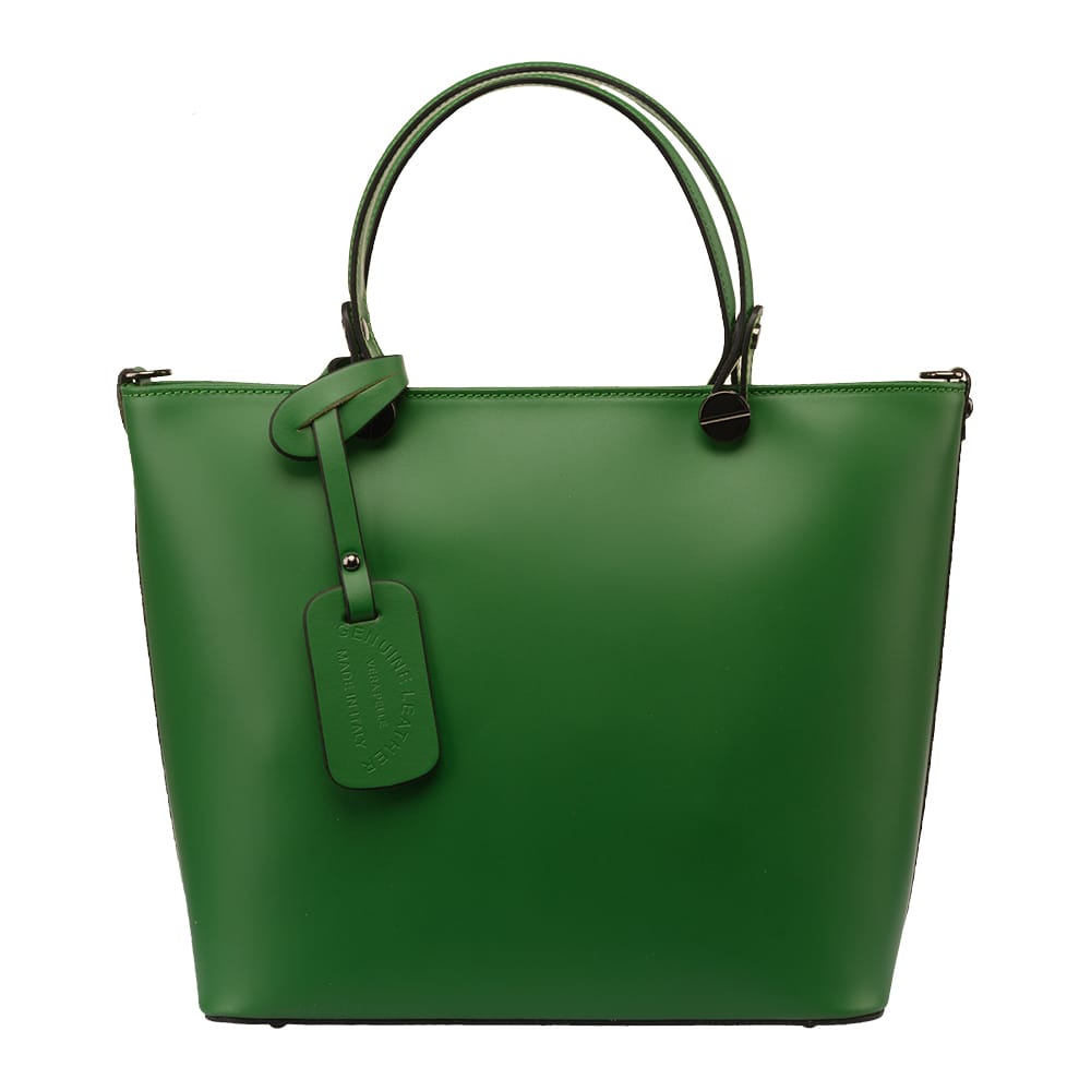 Geantă damă din piele naturala verde Simple Beauty