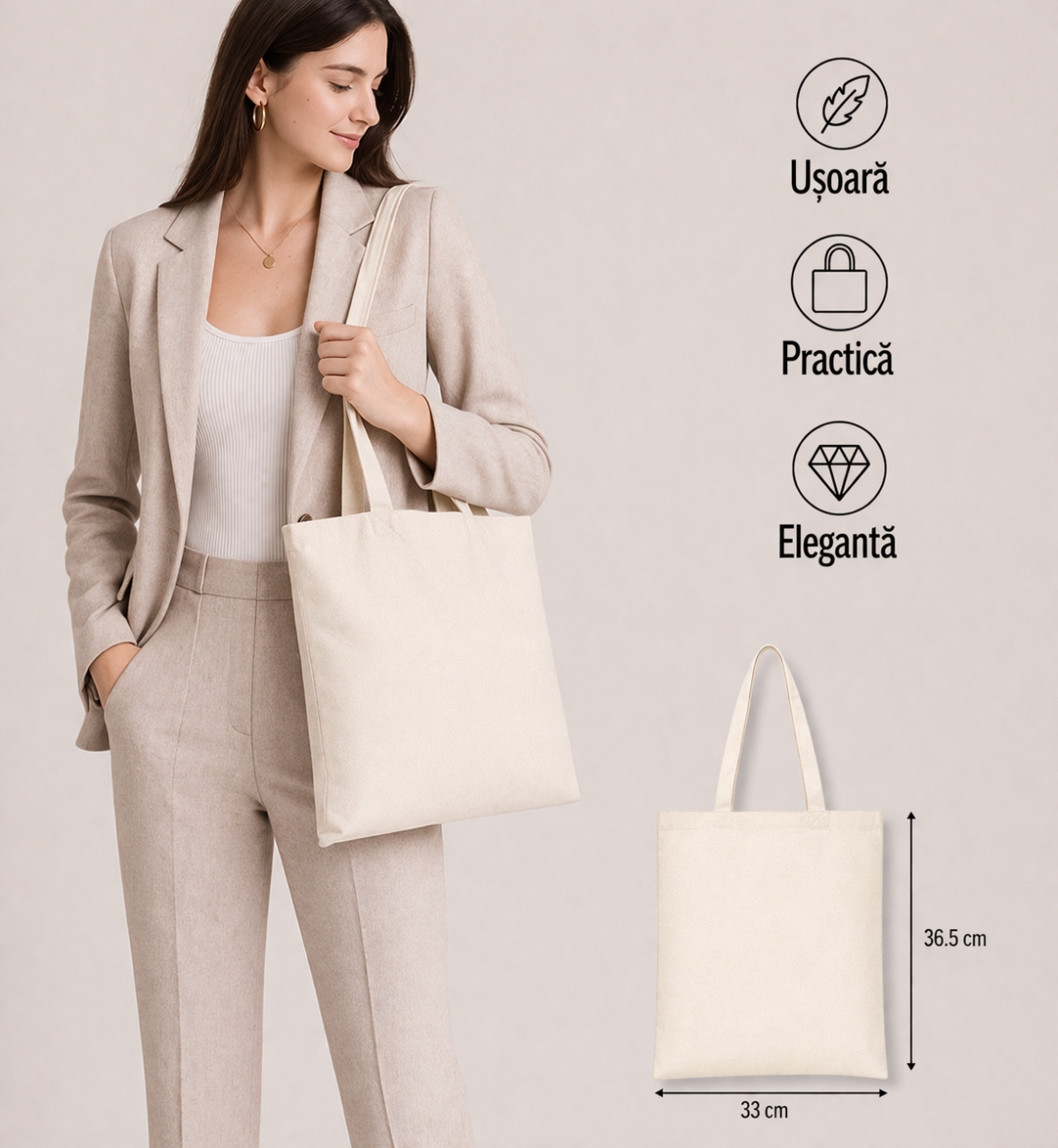 Geanta dama, Fabia GT1604, Textil, Bej - poza 2
