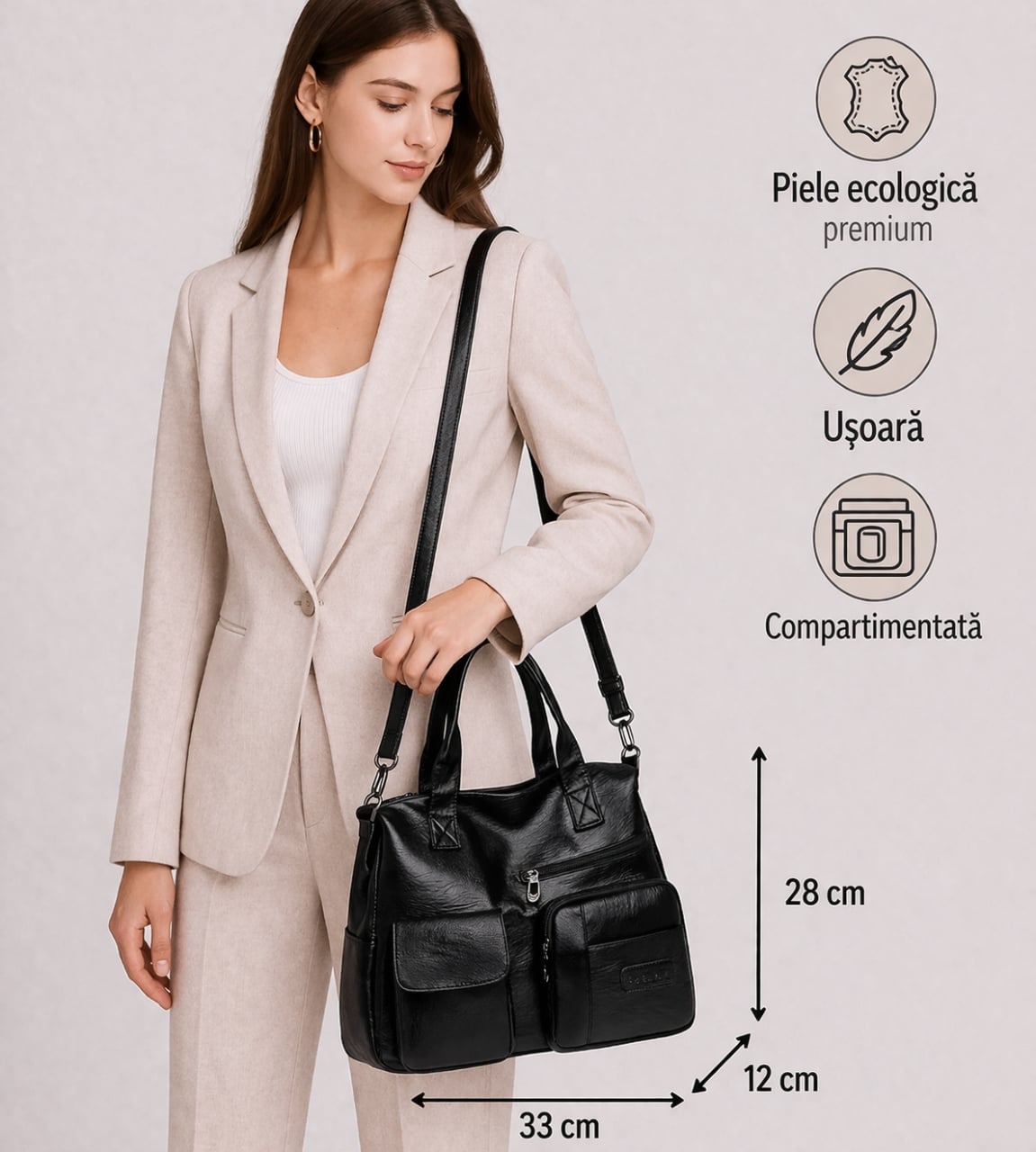 Geanta dama, Xanthe GT2530, Negru - poza 2