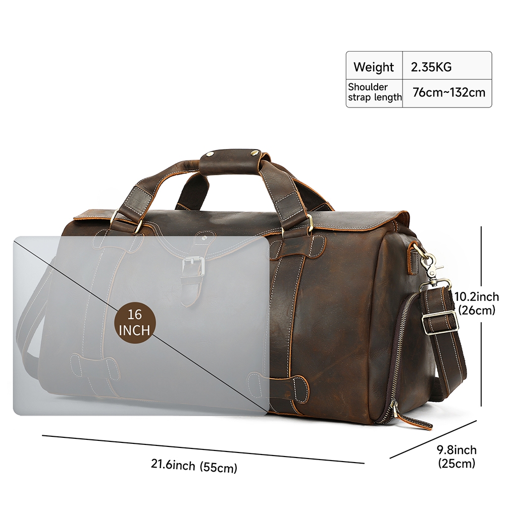 Geanta de calatorie, Armand GT3804, piele naturala, Maro - poza 2