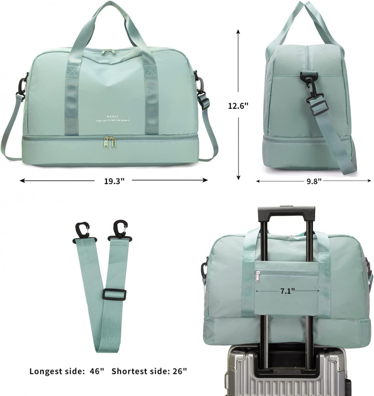 Geanta de calatorie unisex, Alaia GT2220, Verde - poza 5