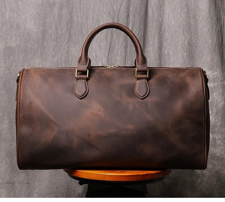 Geanta de calatorie unisex, Evren GT3302, piele naturala, Maro inchis - poza 2