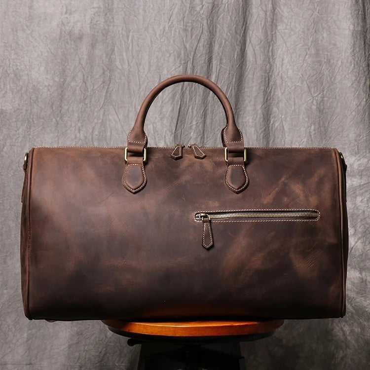 Geanta de calatorie unisex, Evren GT3302, piele naturala, Maro inchis - poza 3