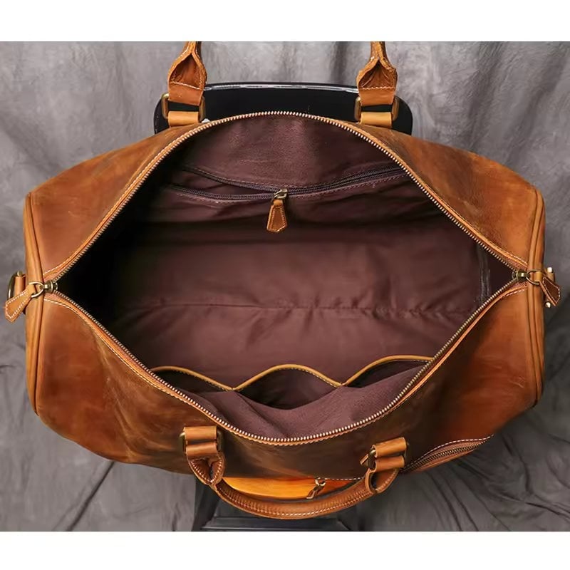 Geanta de calatorie unisex, Evren GT3302, piele naturala, Maro inchis - poza 5