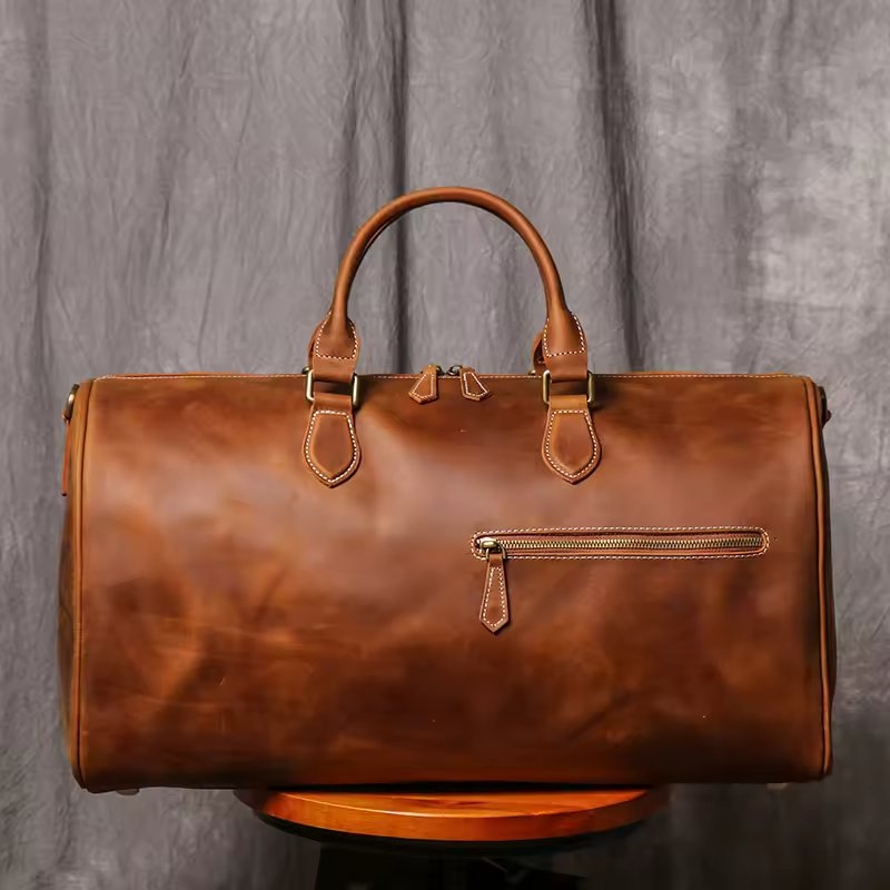Geanta de calatorie unisex, Evren GT3303, piele naturala, Maro - poza 2