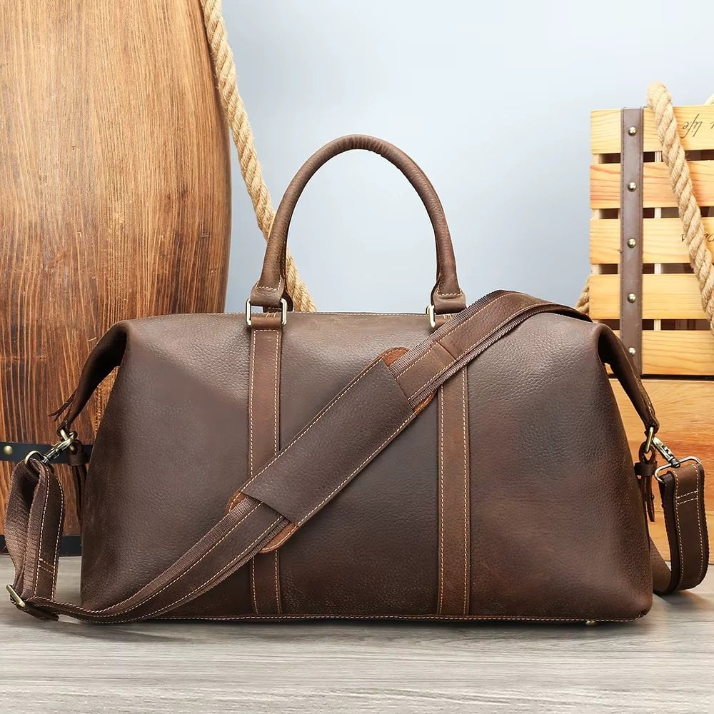 Geanta de calatorie unisex, Faelan GT3288, piele naturala, Maro - poza 1