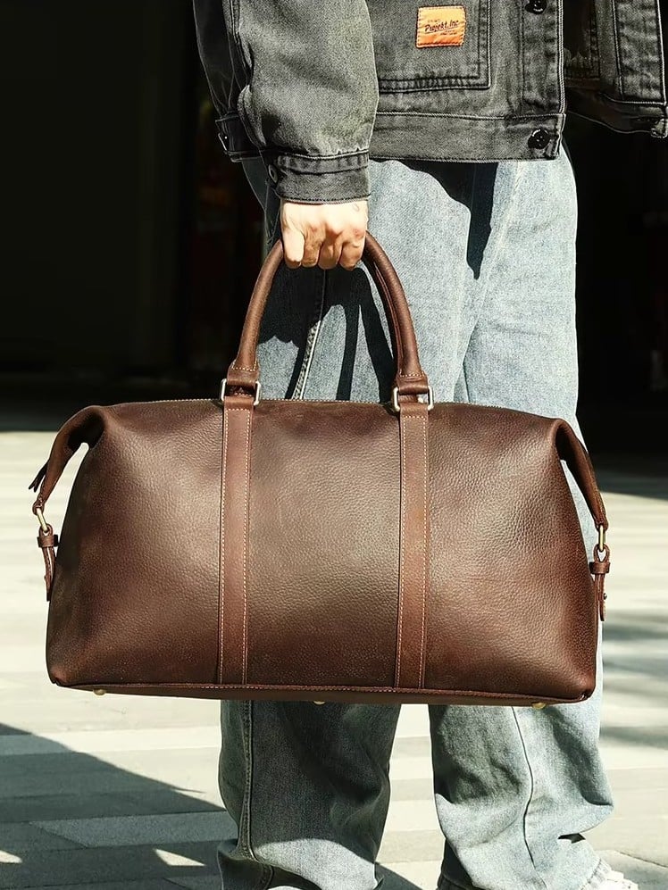 Geanta de calatorie unisex, Faelan GT3288, piele naturala, Maro - poza 3