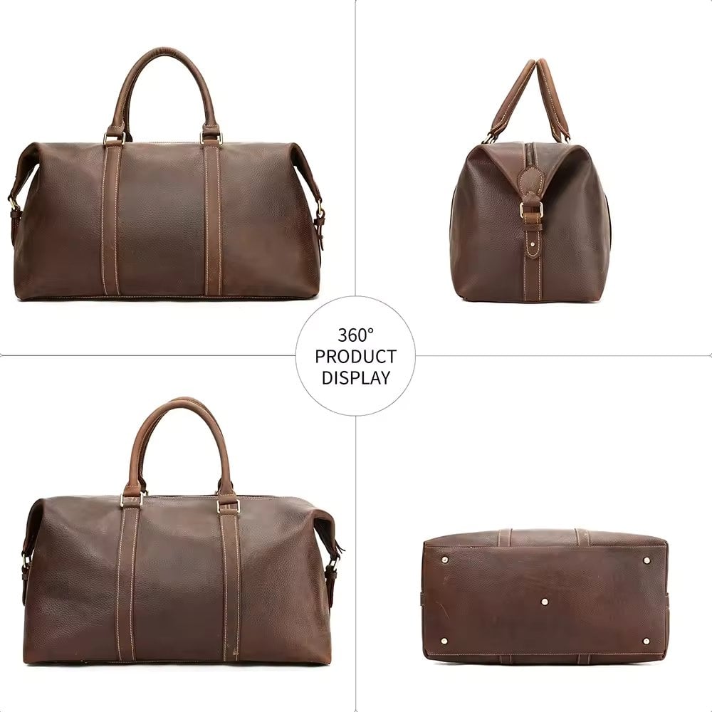 Geanta de calatorie unisex, Faelan GT3288, piele naturala, Maro - poza 5