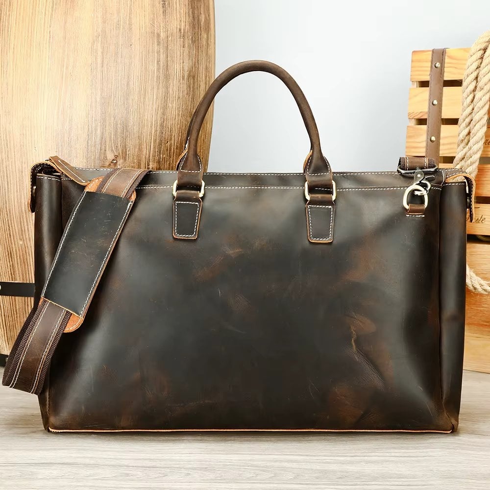 Geanta de calatorie unisex, Nyko GT3290, piele naturala, Maro - poza 1