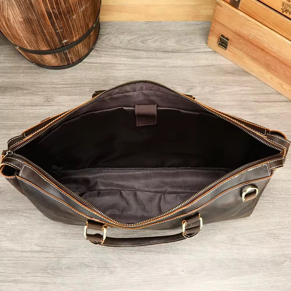 Geanta de calatorie unisex, Nyko GT3290, piele naturala, Maro - poza 4
