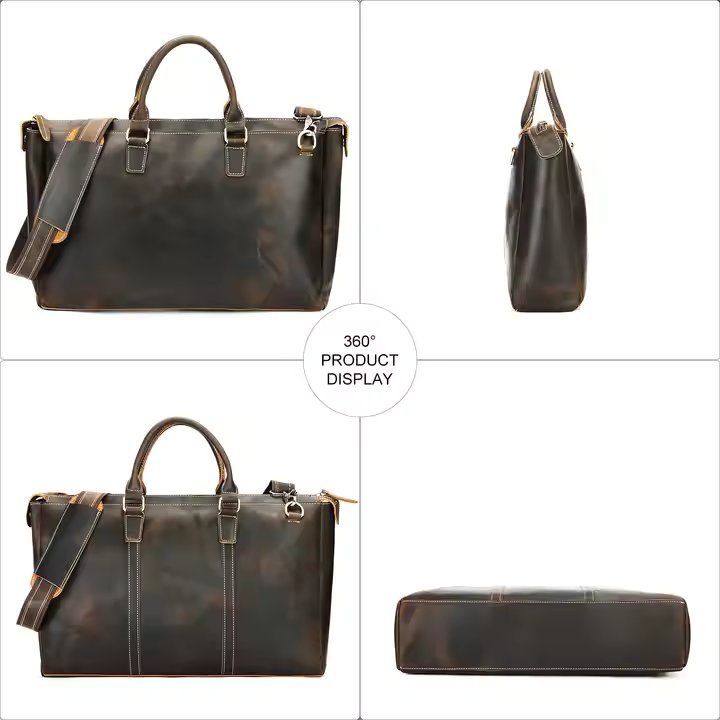 Geanta de calatorie unisex, Nyko GT3290, piele naturala, Maro - poza 5