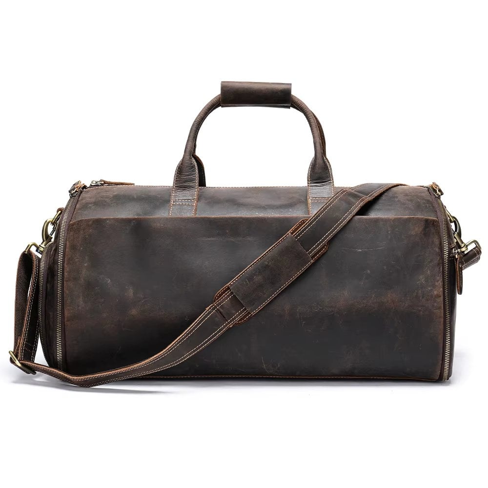 Geanta de calatorie unisex, Riven GT3295, piele naturala, Maro - poza 1