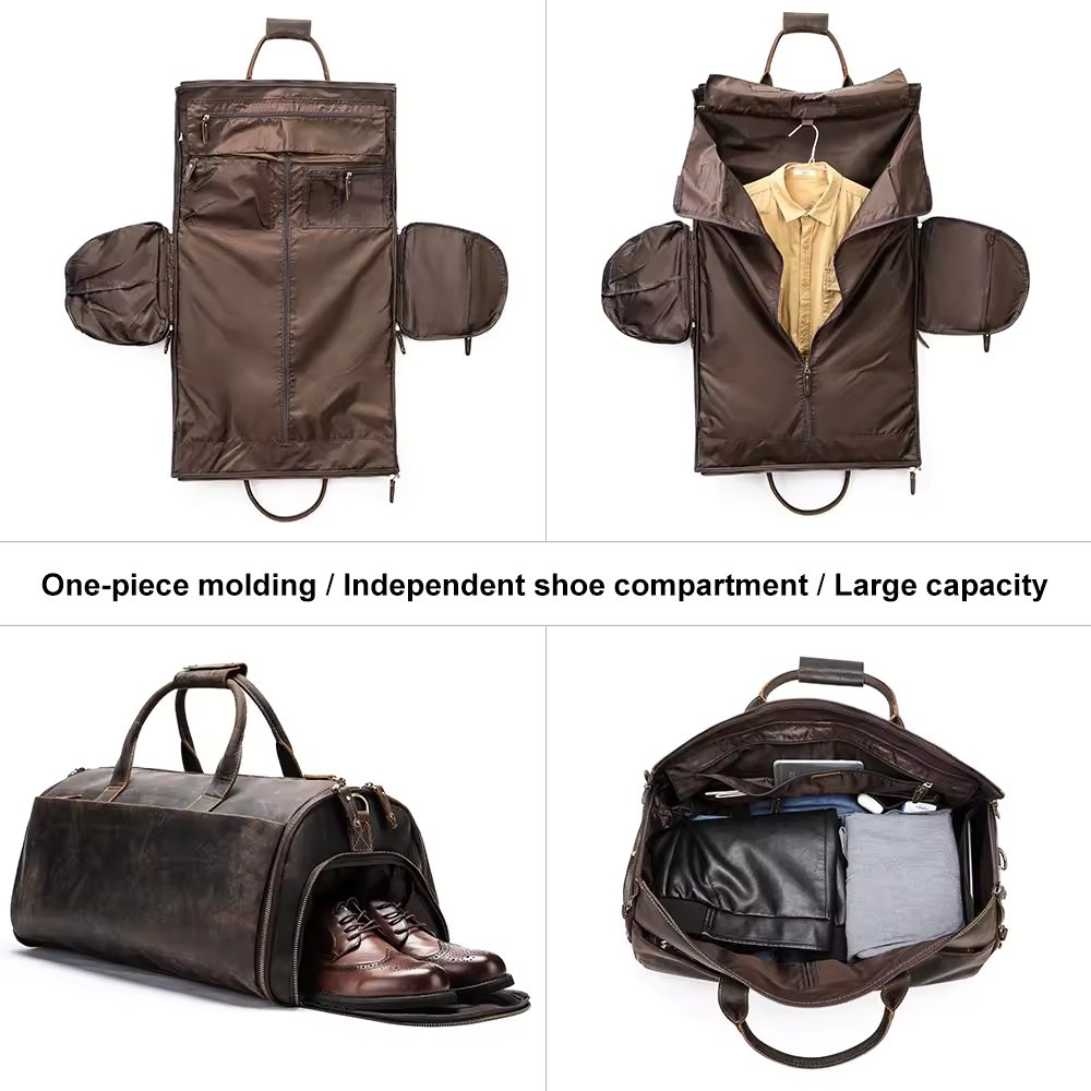 Geanta de calatorie unisex, Riven GT3295, piele naturala, Maro - poza 3