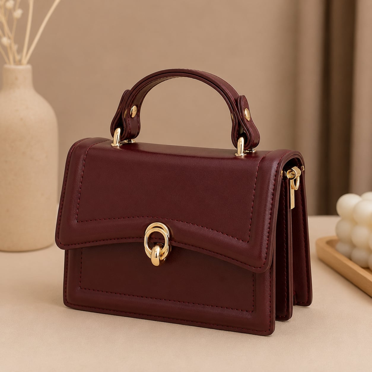 Geanta de dama, 201, model elegant, Bordo - poza 1