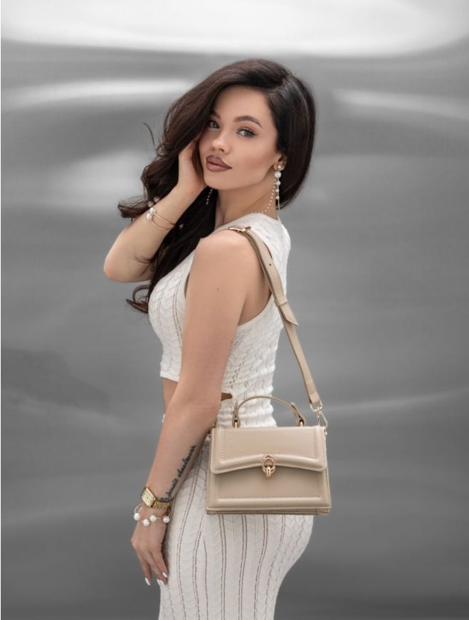 Geanta de dama, 201Z, model elegant, Bej - poza 3