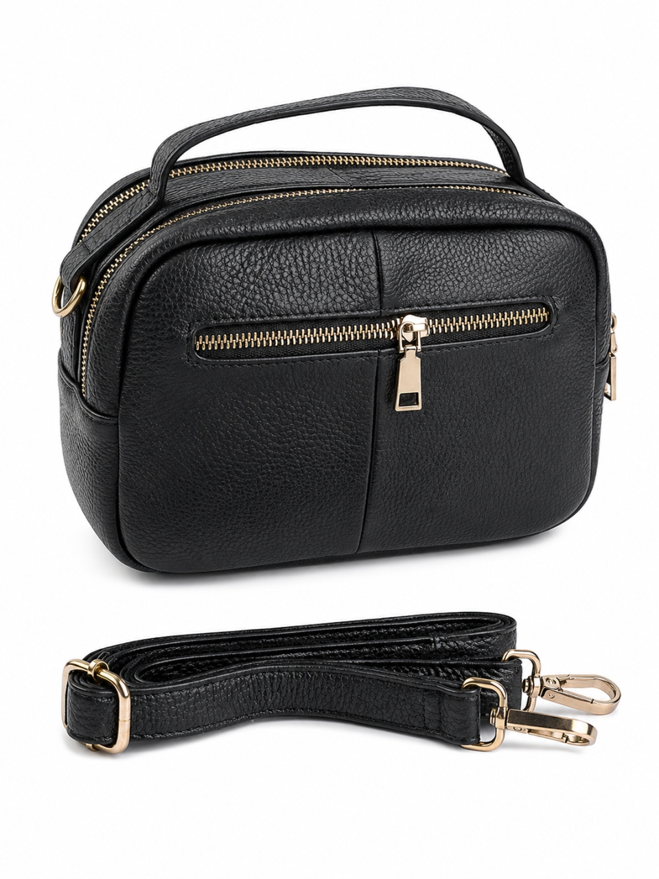 Geanta de dama, 5019, piele naturala, Neagra - poza 3