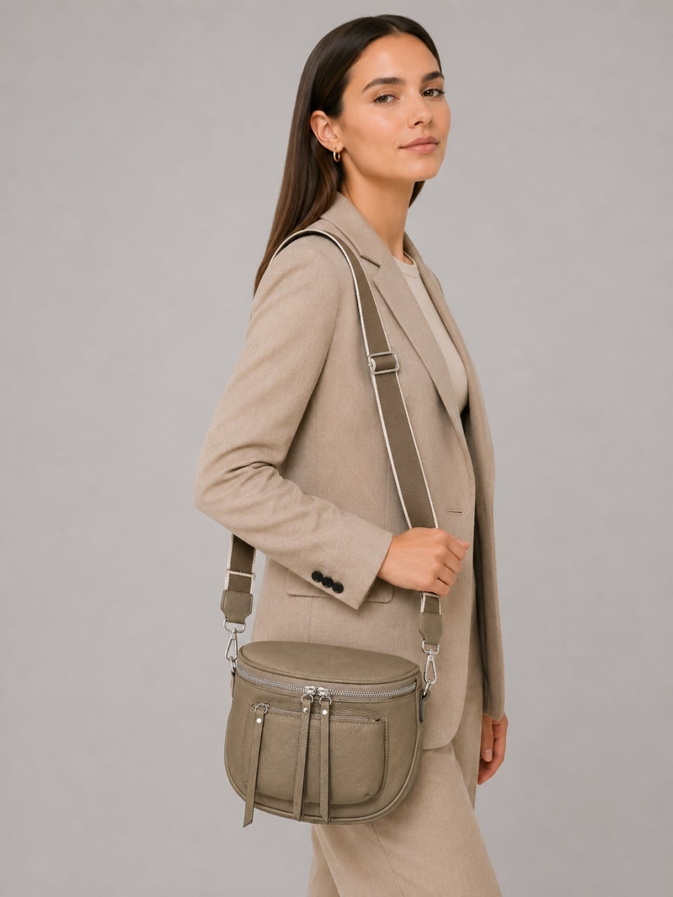 Geanta de dama, 99133, piele naturala, Taupe - poza 2