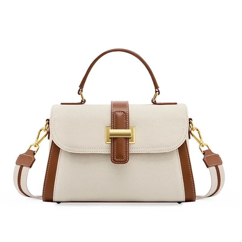 Geanta de dama, Adalina GT2866, piele naturala, Crem - poza 1