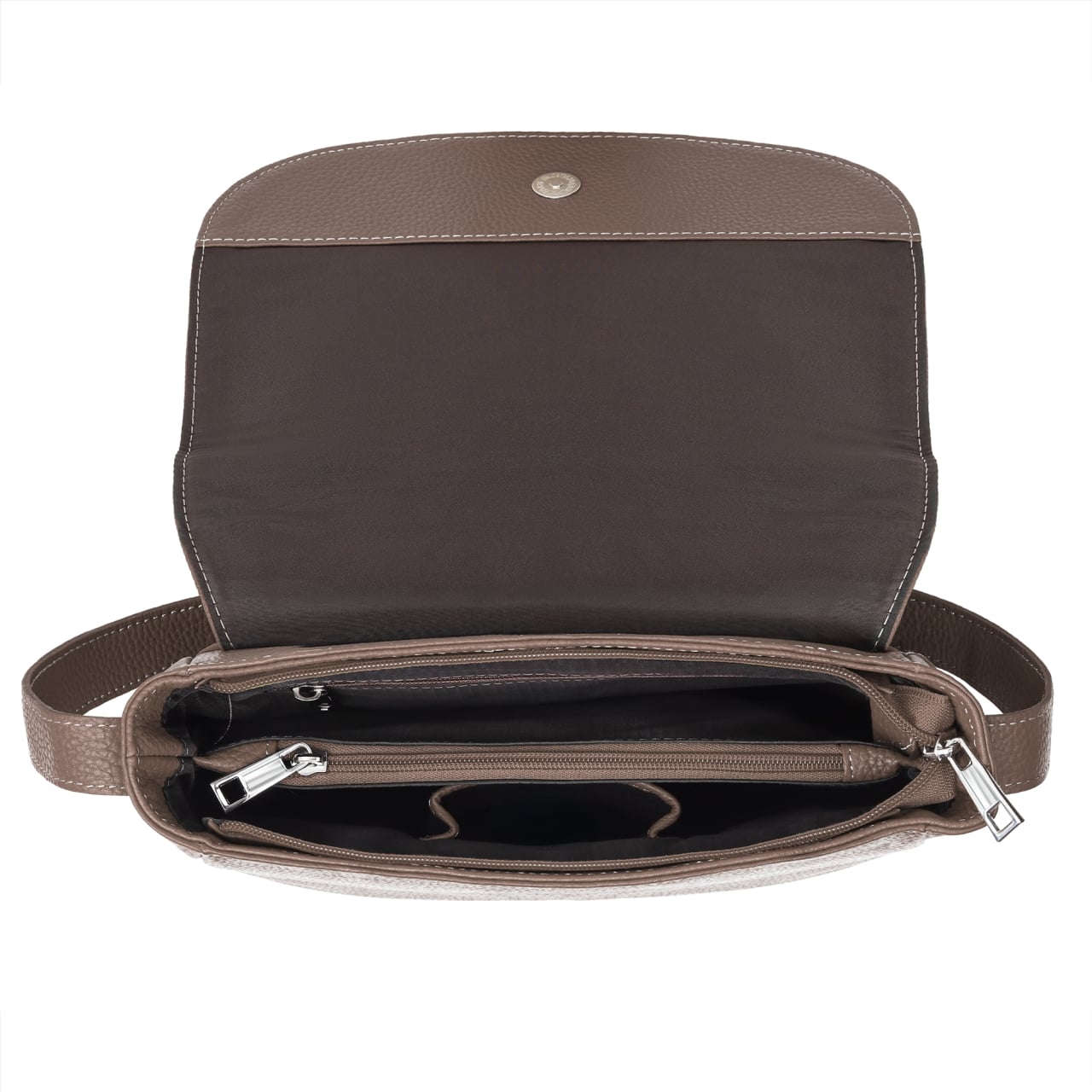 Geanta de dama, Aida GT3858, piele naturala, Dark Taupe - poza 5