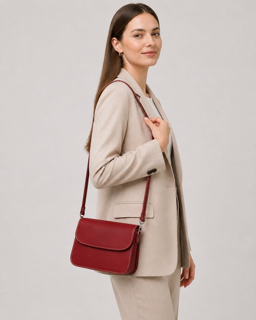 Geanta de dama, Amely GT3879, piele naturala, Rosu - poza 2