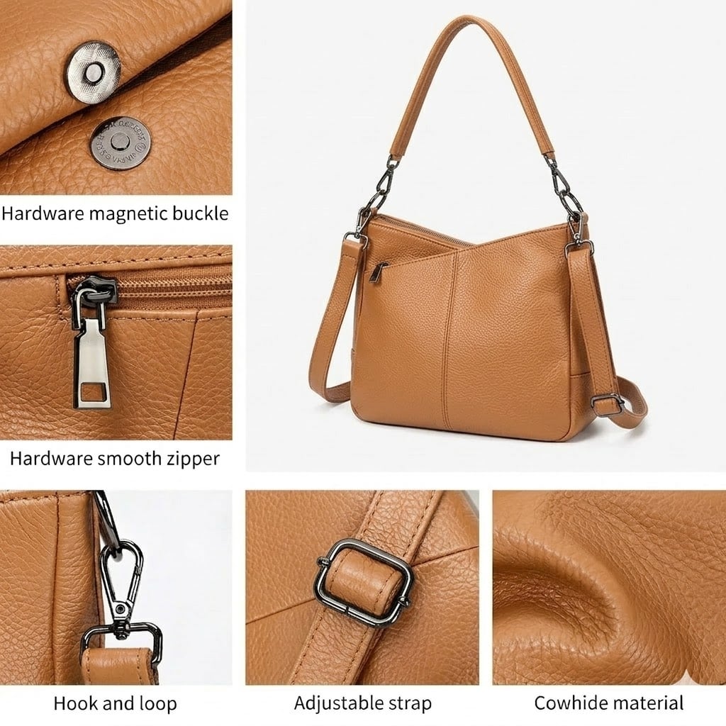 Geanta de dama, Anabelle GT3838, piele naturala, Maro - poza 3