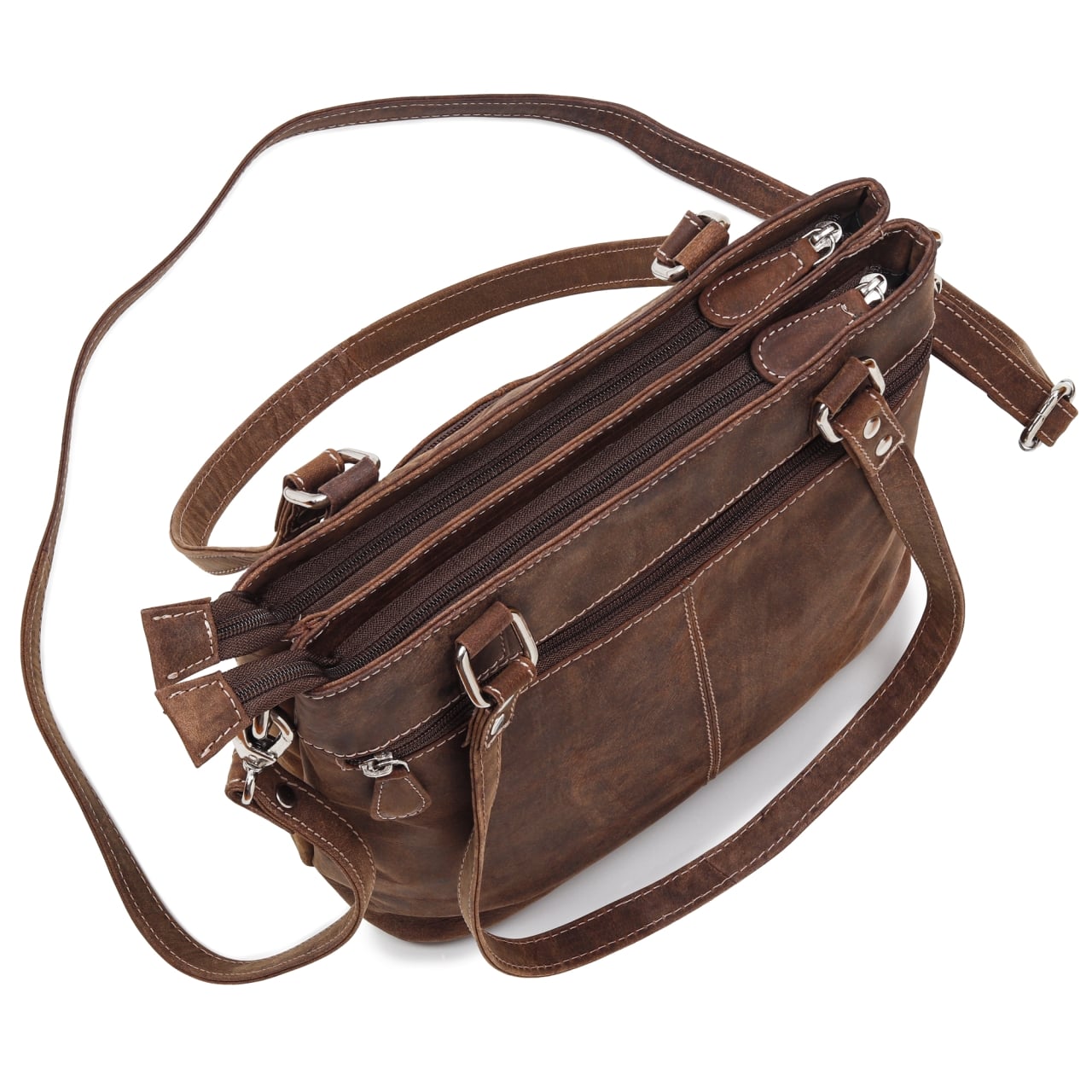 Geanta de dama, Anne GT3851, piele naturala, Maro inchis - poza 3