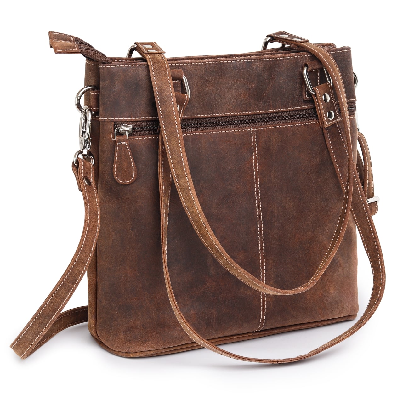 Geanta de dama, Anne GT3851, piele naturala, Maro inchis - poza 5