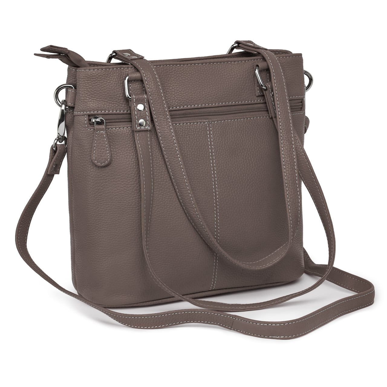 Geanta de dama, Anne GT3856, piele naturala, Dark Taupe - poza 3