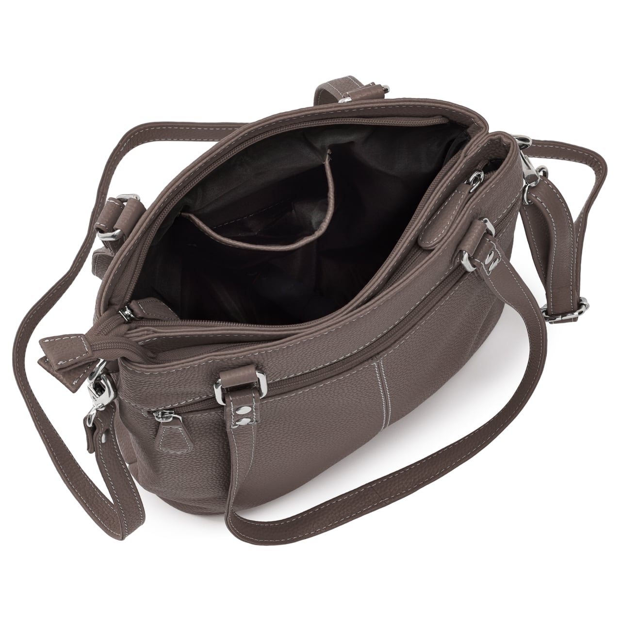 Geanta de dama, Anne GT3856, piele naturala, Dark Taupe - poza 4
