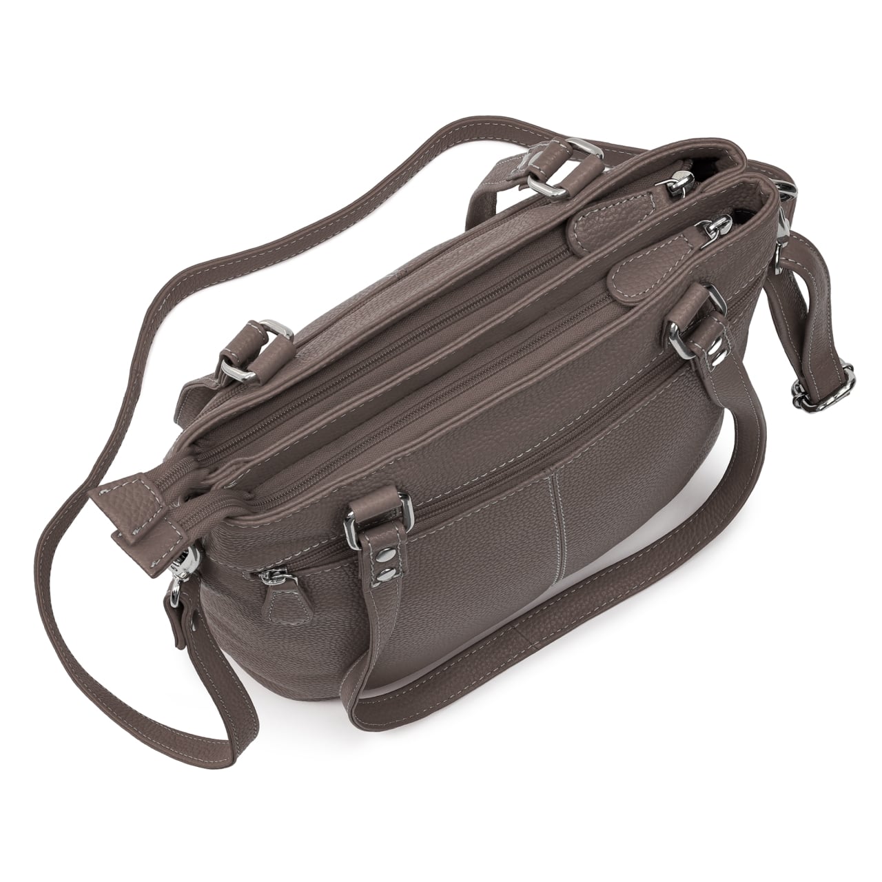 Geanta de dama, Anne GT3856, piele naturala, Dark Taupe - poza 5