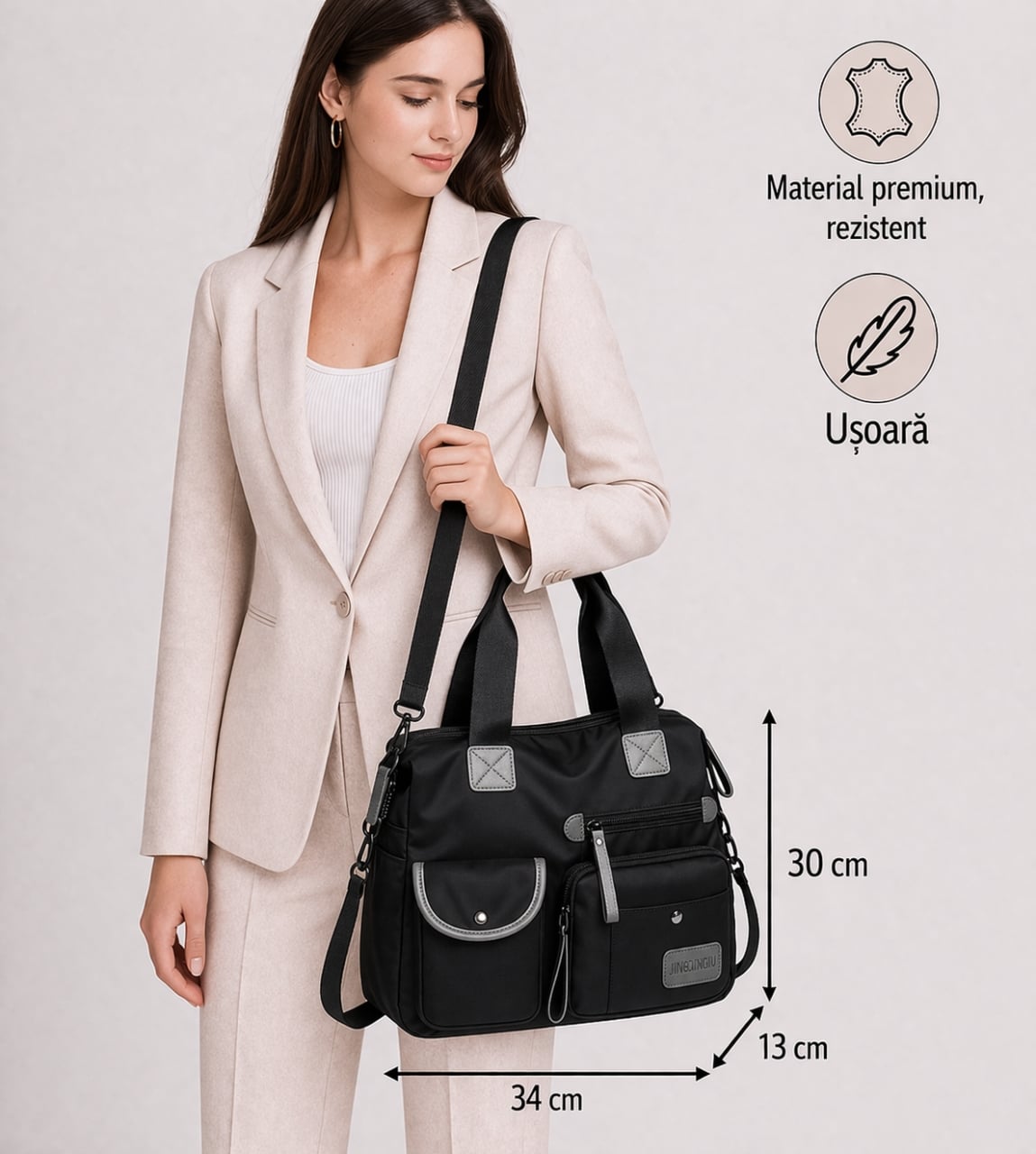 Geanta de dama, Calyx GT2597, Negru - poza 2