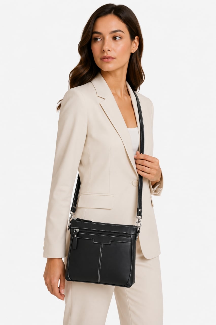 Geanta de dama, Claudie GT3880, piele naturala, Negru - poza 2