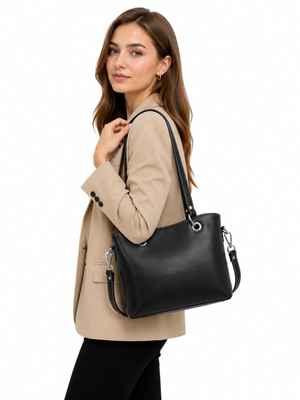 Geanta de dama, Josephine GT3888, piele naturala, Neagra - poza 2