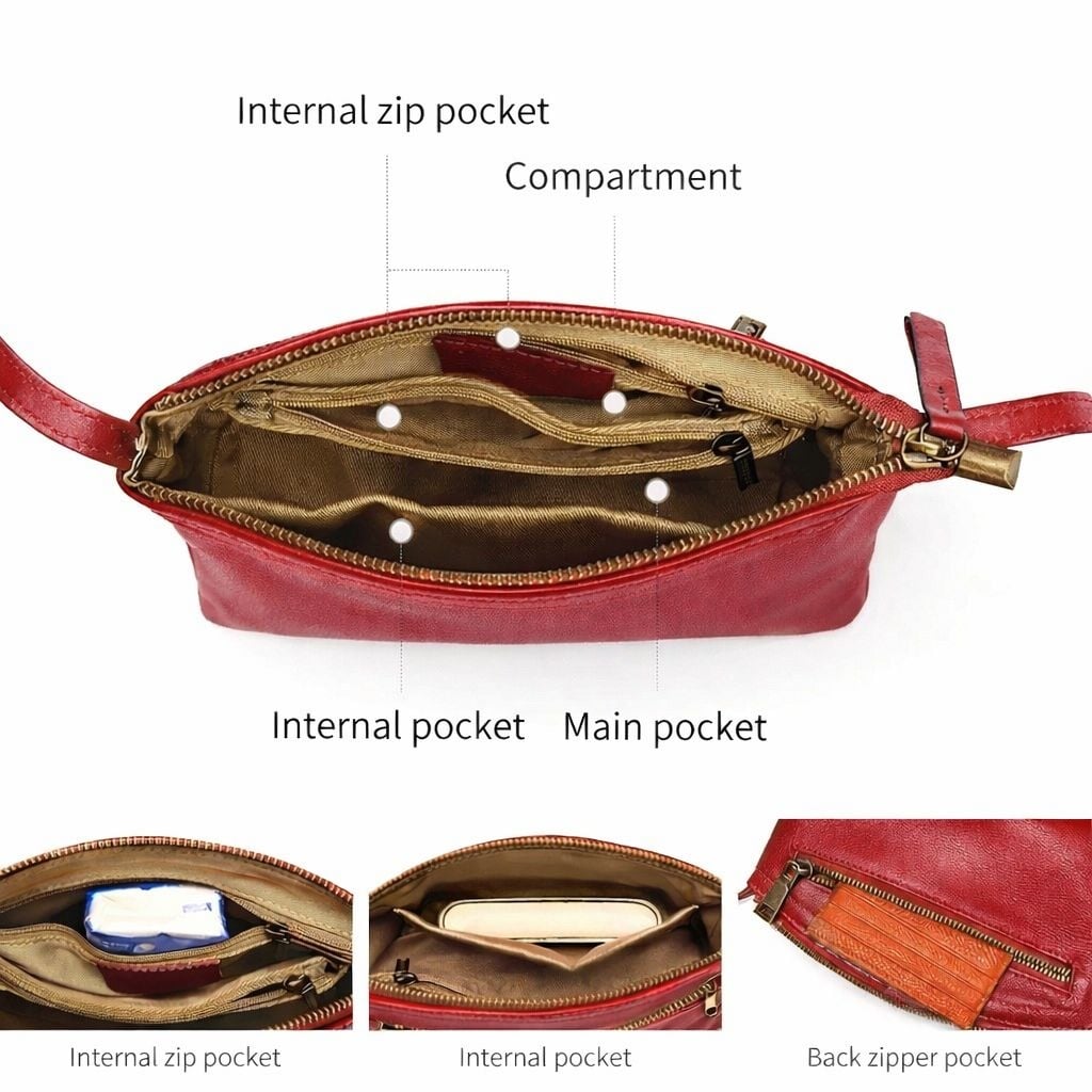 Geanta de dama, Katy GT3843, piele naturala, Rosu - poza 4