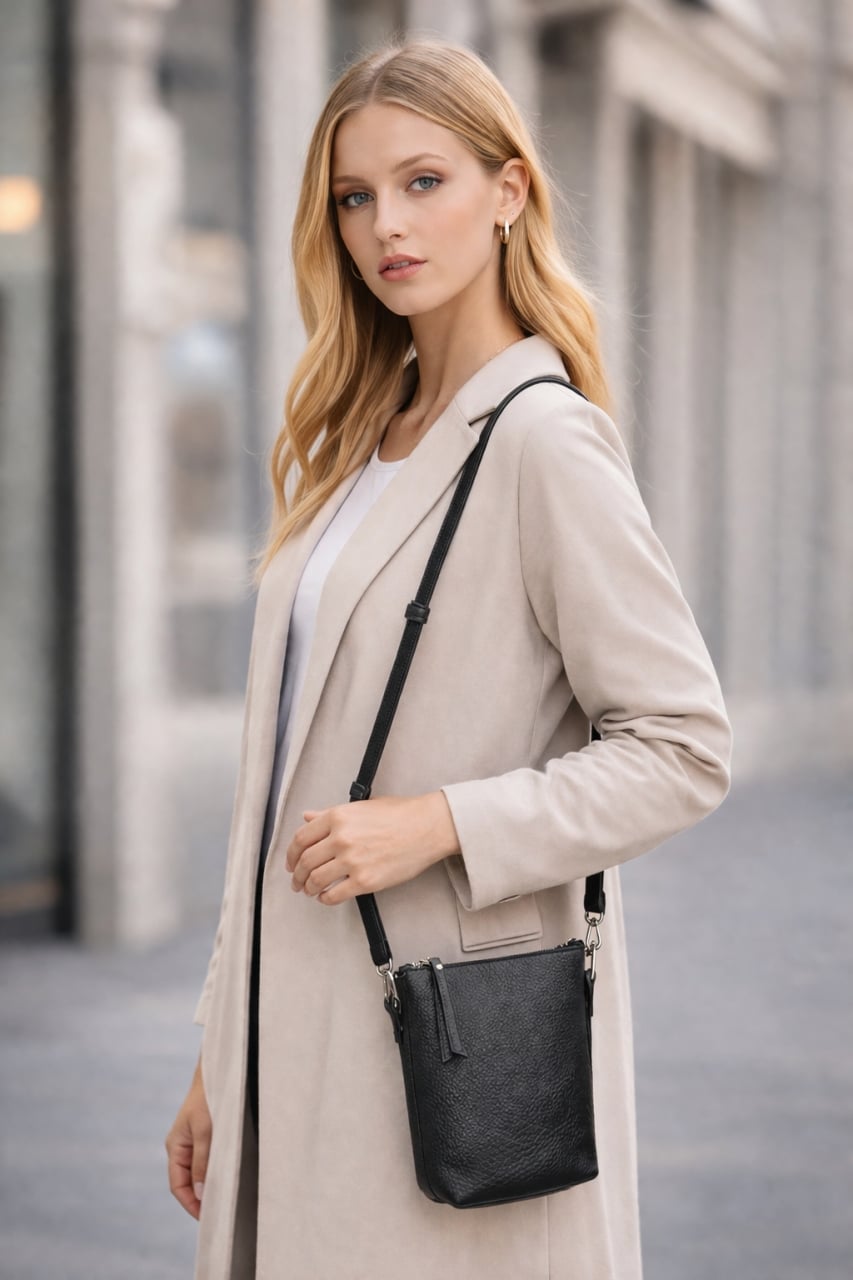 Geanta de dama, Lorien GT3215, piele naturala, Negru - poza 2