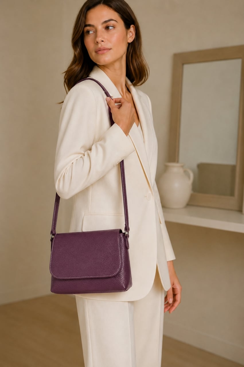 Geanta de dama, Mirabela GT3900, piele naturala, Violet - poza 2