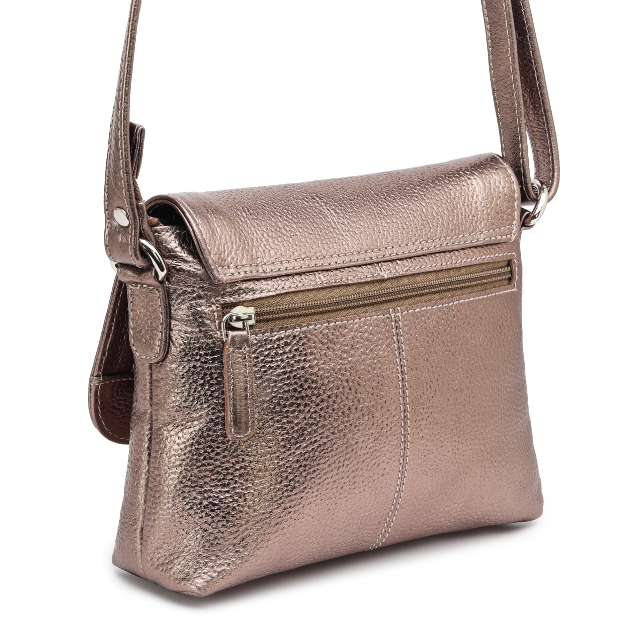 Geanta de dama, Mirabela GT3901, piele naturala, Bronz metalizat - poza 4
