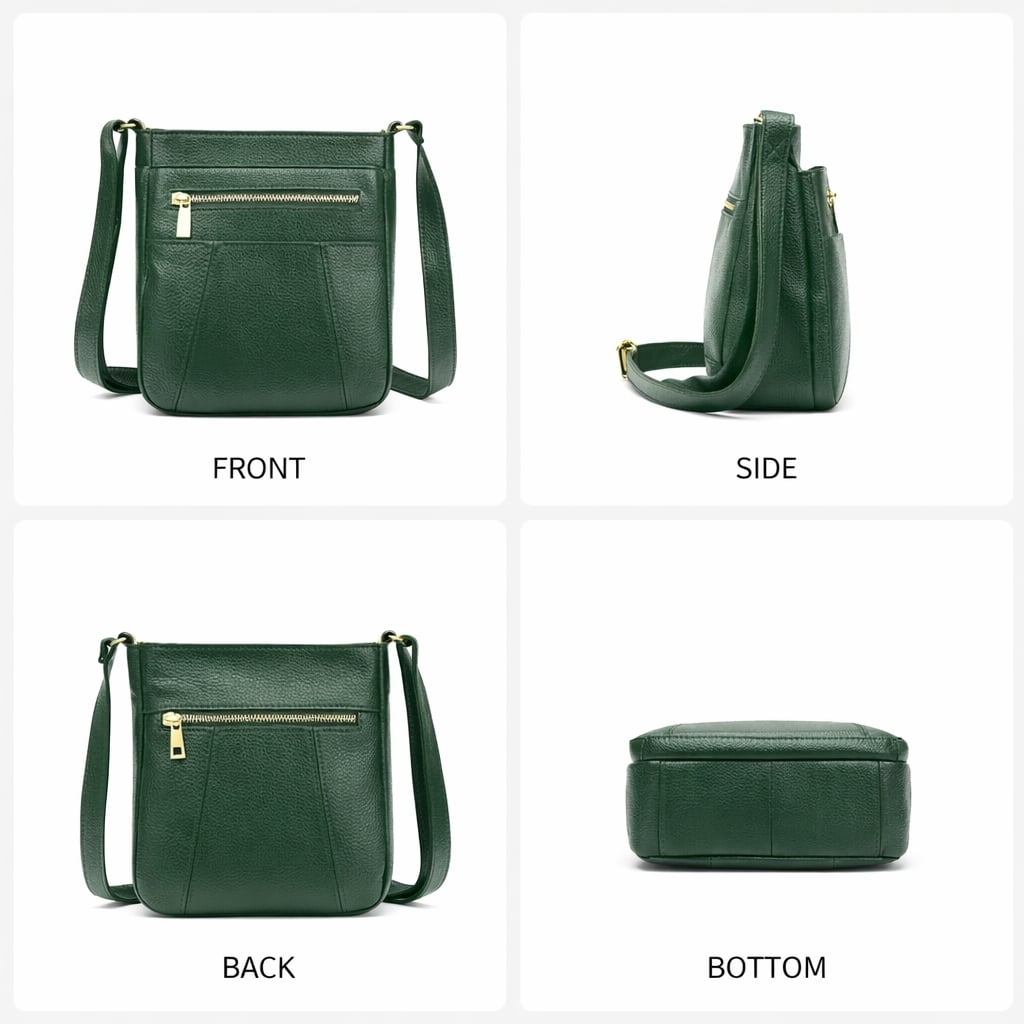 Geanta de dama, Saphira GT3205, piele naturala, Verde - poza 4