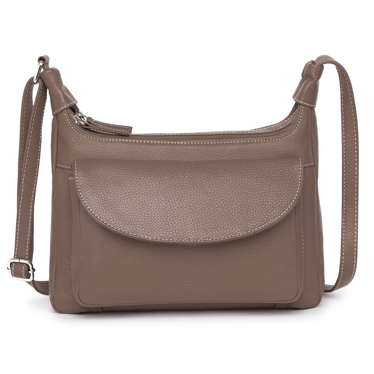 Geanta de dama, Titania GT3890, piele naturala, Dark Taupe - poza 1