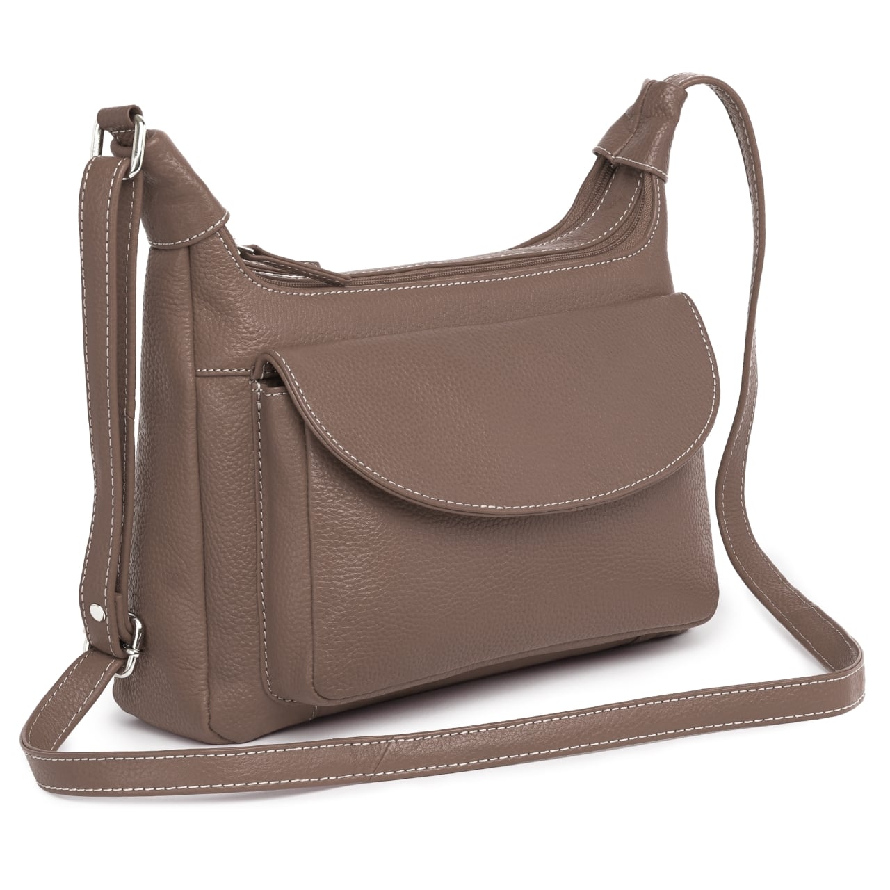 Geanta de dama, Titania GT3890, piele naturala, Dark Taupe - poza 3