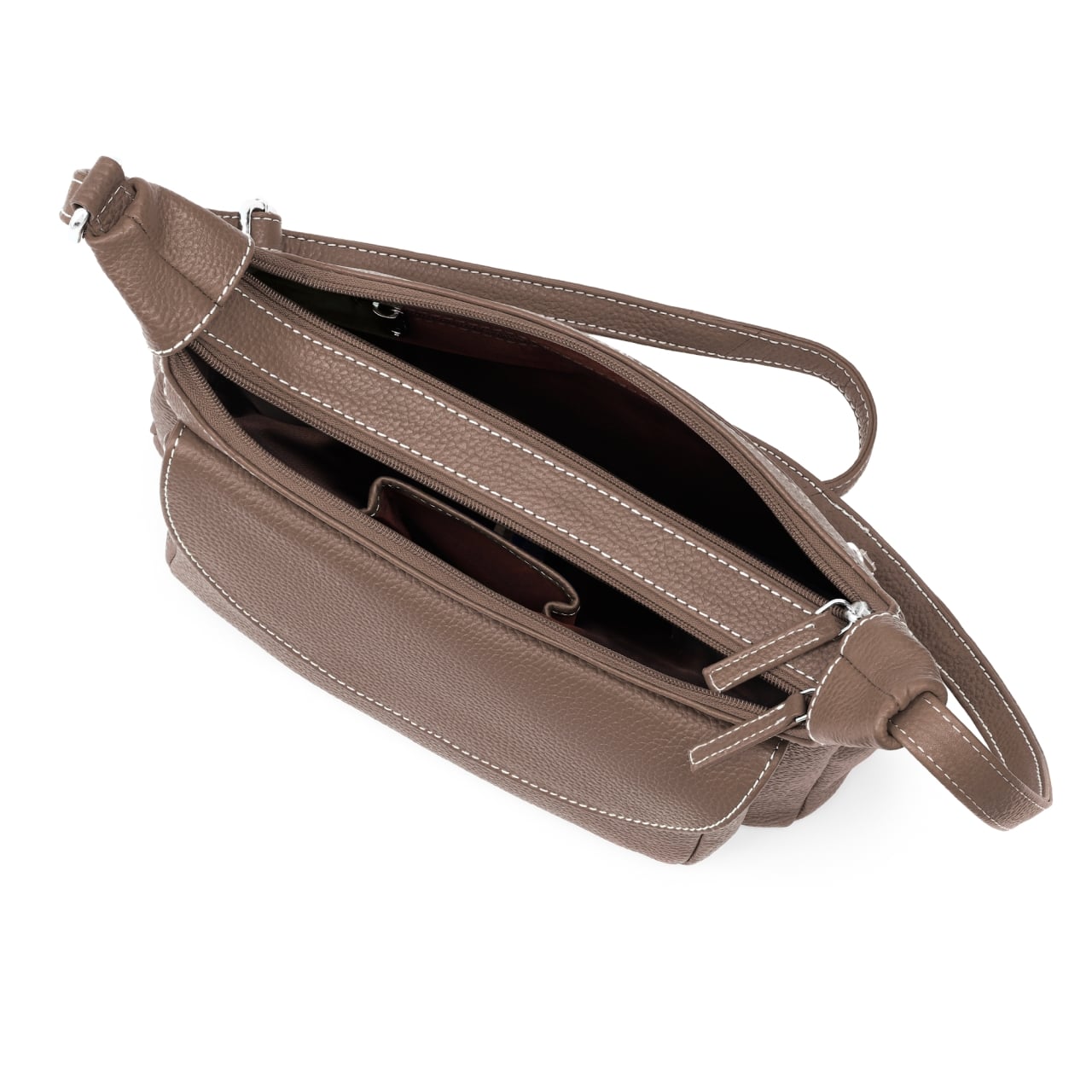 Geanta de dama, Titania GT3890, piele naturala, Dark Taupe - poza 4